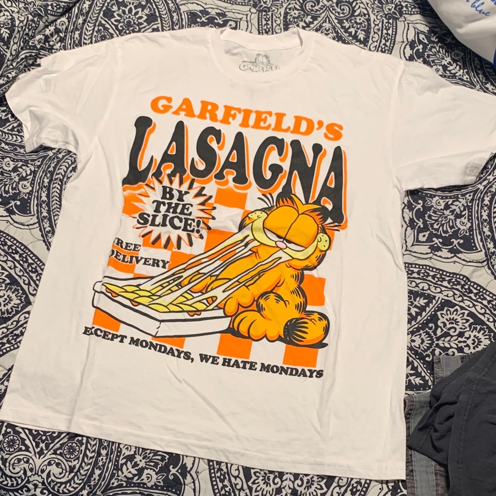 Garfield 'Lasagna' Graphic Tee - White with Orange & Black